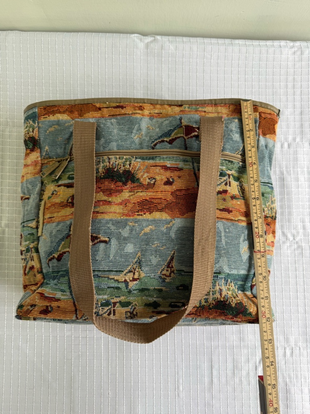 Vintage 90’s Theme JGarden Scenic Beach Large Tapestry Zippered Bag